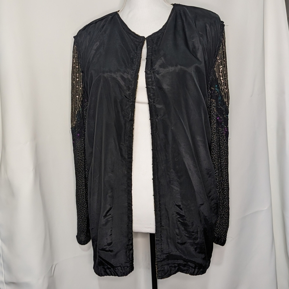 VINTAGE FEMININE SWEE LO SEQUIN, BEADED, MULTICOLOR JACKET. Sz LARGE.  RARE FIND - Picture 9 of 11